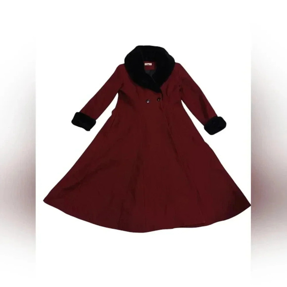 💥 HOST PICK💥 Le Château EUC Vintage Wool Blend Cranberry Wine  Coat Size Large - Picture 7 of 12